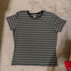 Banana Republic Black White Striped Short Sleeve Top XS Y2K